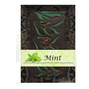 Kunder Mint-Zartbitterschokolade Minze mit roten Pfefferbeeren 125g