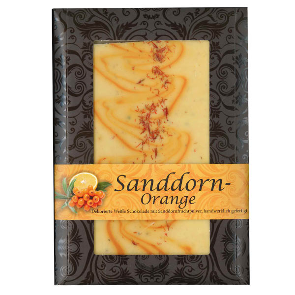 Kunder Sanddorn-Orange Weiße Schokolade mit Safflorblüten 125g 