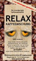 RELAX KAFFEEMISCHUNG mit 80% entcoffeiniertem Kaffee 500g